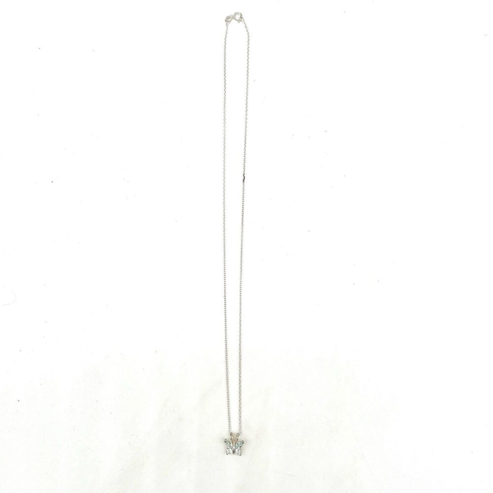 Sterling Silver Butterfly Pendant Charm Necklace 925 1.8 Grams 17 Inches